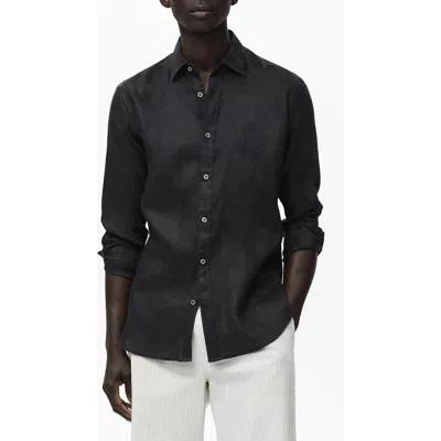 MANGO MANGO CLASSIC FIT LINEN BUTTON-UP SHIRT