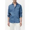 Mango Classic Fit Linen Button-up Shirt In Blue