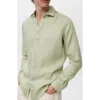 Mango Classic Fit Linen Button-up Shirt In Green