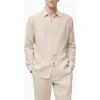 Mango Classic Fit Linen Button-up Shirt In Neutral