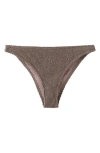 Mango Classic Textured Bikini Bottoms In Brown