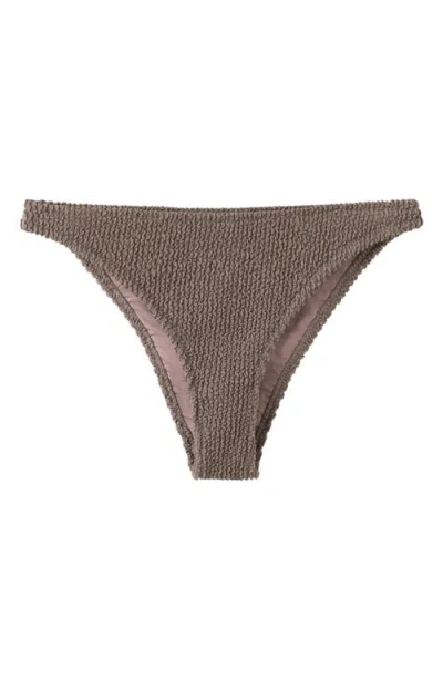 Mango Classic Textured Bikini Bottoms In Brown