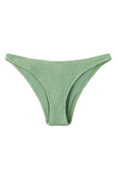 Mango Classic Textured Bikini Bottoms In Green