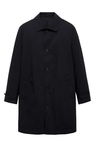 Mango Men's Quilted Water-repellent Trench Coat In Black