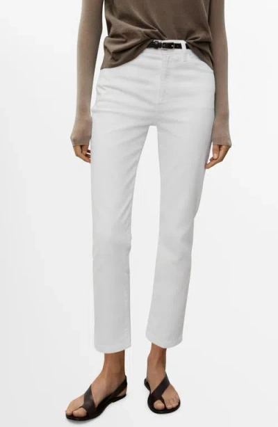 Mango Claudia Crop Slim Fit Jeans In White