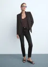 Mango Claudia Slim-fit Cropped Jeans Black Denim In Black