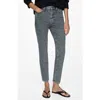 Mango Claudia Waxed Crop Slim Fit Jeans In Open Grey