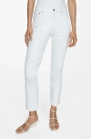 Mango Claudia Waxed Crop Slim Fit Jeans In White