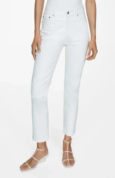 Mango Claudia Waxed Crop Slim Fit Jeans In White