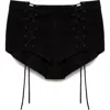 Mango Cloe Lace-up Leather Shorts In Black