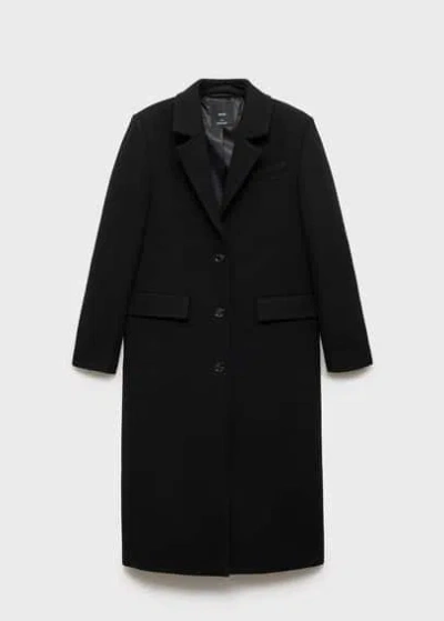 Mango Manteau Long En Laine Structuré Noir - Femme - M -  In Black