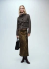 Mango Coco Print Flared Skirt Brown In Brown