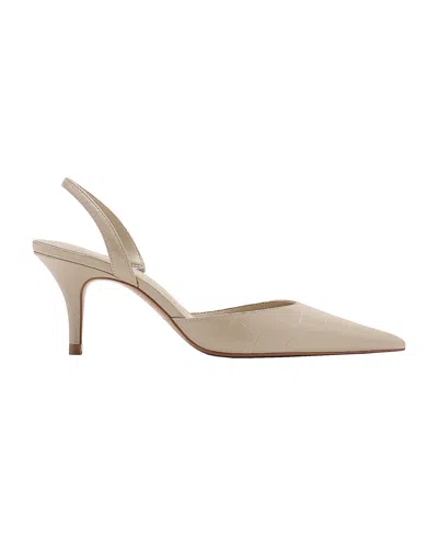 Mango Coconut-toe Faux Leather Slingback Pointed-toe Pumps In Ecru