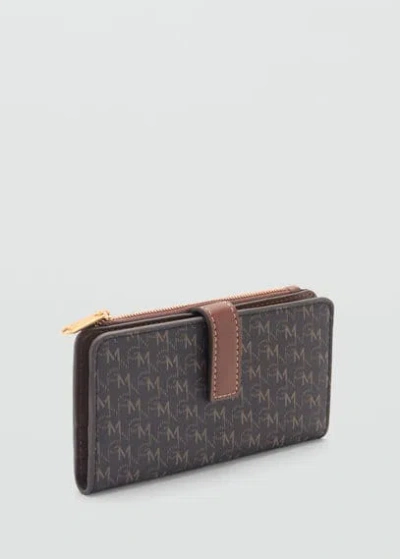 Mango Coin Purse With Printed Logo Brown