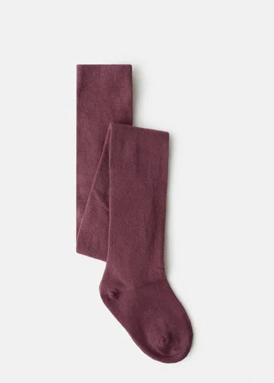 Mango Kids' Knitted Tights Cherry In Burgundy