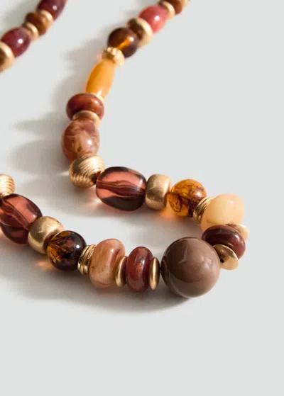 Mango Combined Beads Necklace Brown