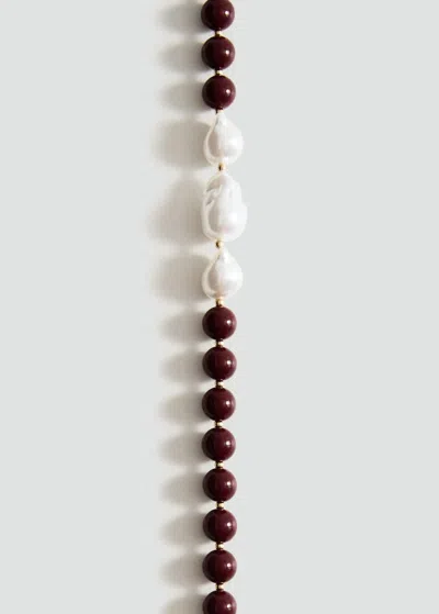 Mango Collier Boules Combinées Grenat - Femme - Taille Unique -