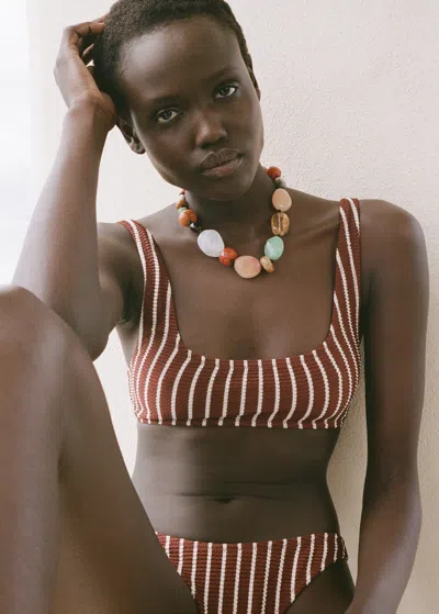 Mango Combined Ball Necklace Brown