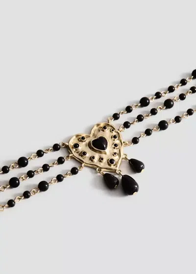 Mango Collier Caurs En Perles In Black