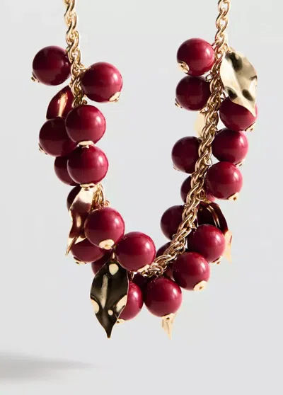 Mango Collier Chaîne Perles In Red