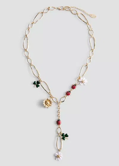 Mango Collier Perles Fleurs In Or