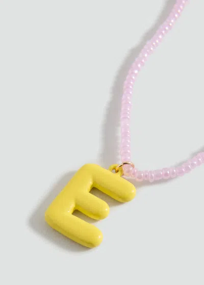 Mango Kids' Letters Bead Necklace Yellow