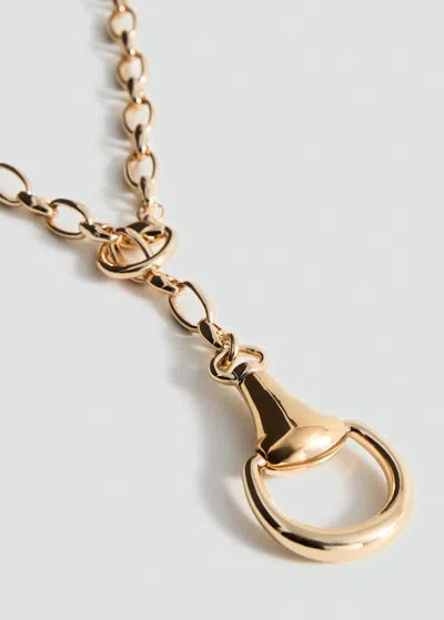 Mango Metallic Beaded Pendant Collar Gold