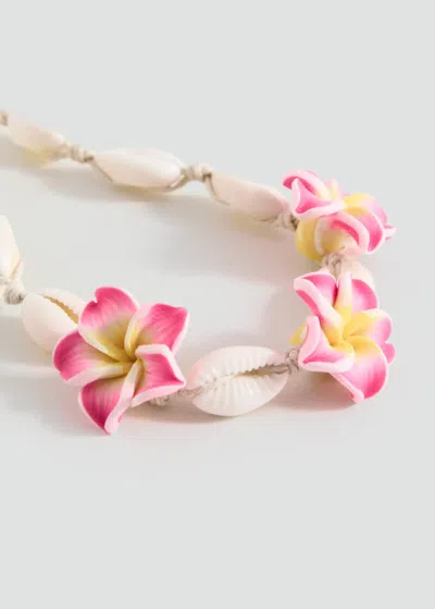 Mango Kids' Shell Choker Necklace Pink