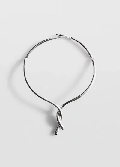 Mango Collier Rigide Avec Naud In Argent