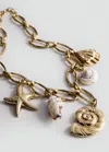 Mango Colliers Perles Coquillages Or - Femme - Taille Unique -