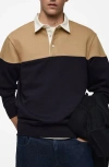 Mango Colorblock Polo Sweatshirt In Dark Navy