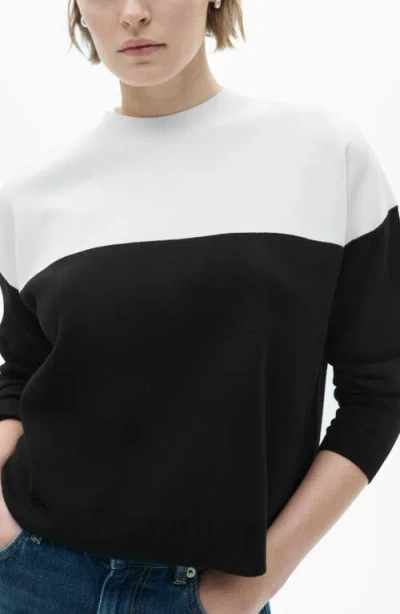 Mango Colorblock Sweater In Black