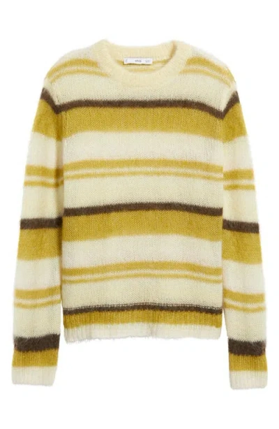 Mango Colorin Crewneck Sweater In Green