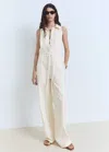 Mango Long Denim Jumpsuit Ecru
