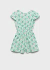 Mango Printed Short Jumpsuit Green In Green