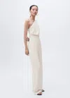 Mango Long Jumpsuit With Asymmetrical Neck In White