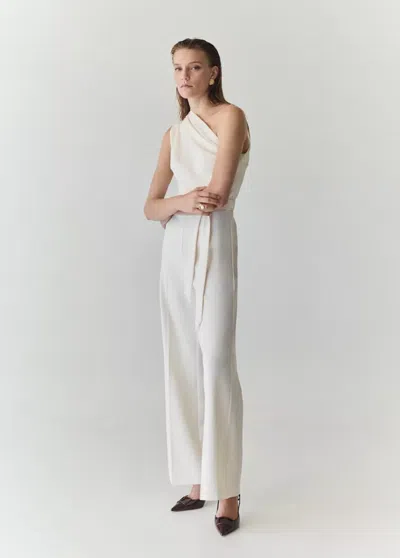 Mango Combinaison Asymétrique Ceinture In White