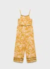 Mango Long Embroidered Jumpsuit Mustard