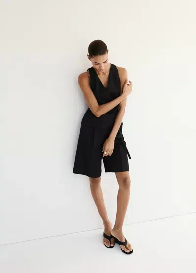 Mango Combinaison Cache-caur Combiné Lin In Black