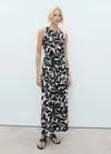 Mango Belt Printed Jumpsuit Black