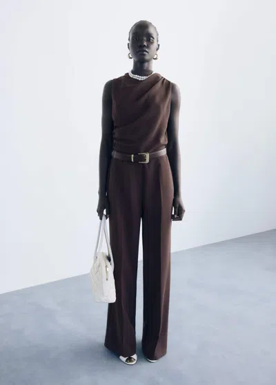 Mango Combinaison Col Bénitier Ceinture Chocolat - Femme - 1xl -  In Brown