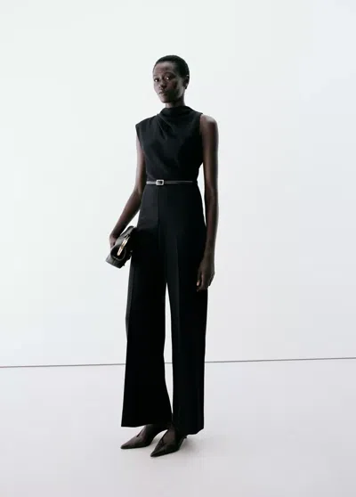 Mango Combinaison Détail Drapé Ceinture In Noir