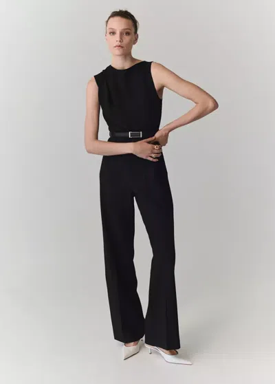 Mango Combinaison Droite Ceinture In Black