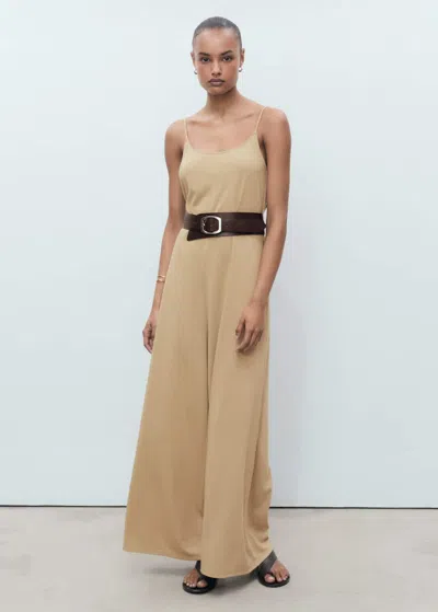 Mango Shift Long Jumpsuit Medium Brown