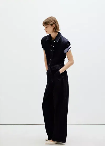Mango Combinaison En Jean Manches Courtes In Bleu
