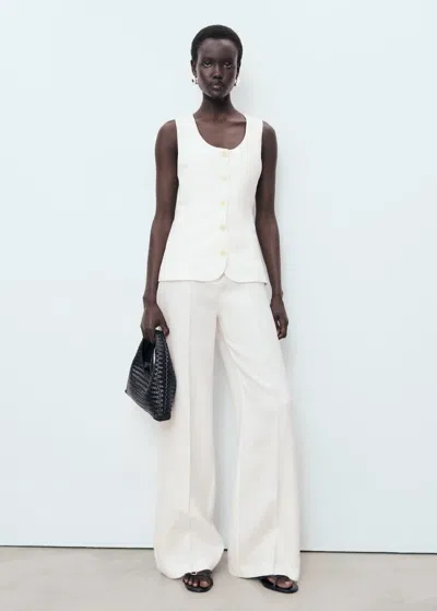 MANGO COMBINAISON EN LIN STYLE TAILLEUR BLANC CASSÉ - FEMME - S - MANGO