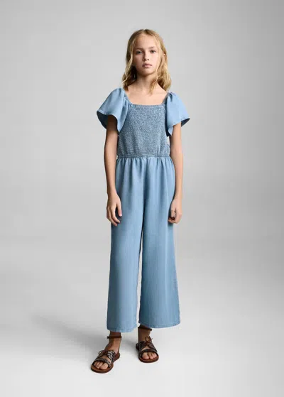 Mango Kids' Ruched Long Jumpsuit Medium Blue