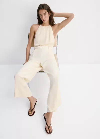 Mango Combinaison Halter Détail Ceinture In Sand