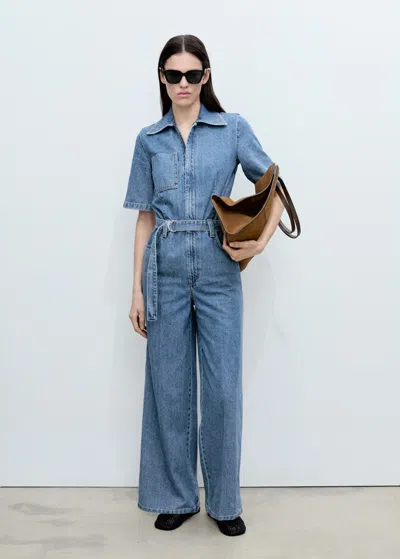 Mango Combinaison Jean Ceinture Bleu Moyen - Femme - Xl -