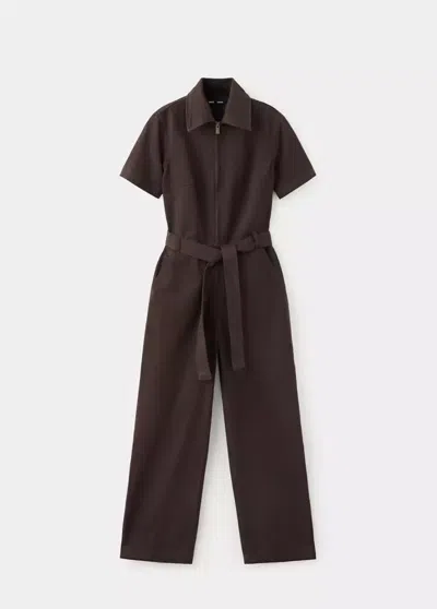 Mango Combinaison Jean Ceinture In Chocolat